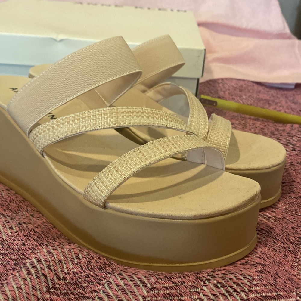Ann Klein summer wedge slides sz 10 NIB